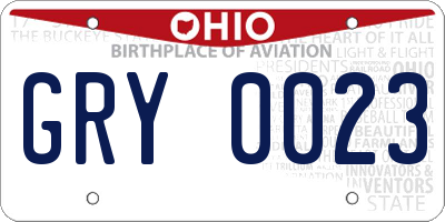 OH license plate GRY0023
