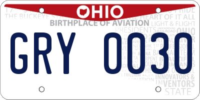OH license plate GRY0030