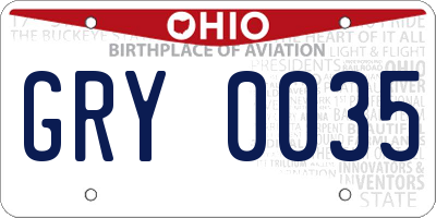 OH license plate GRY0035