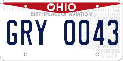 OH license plate GRY0043