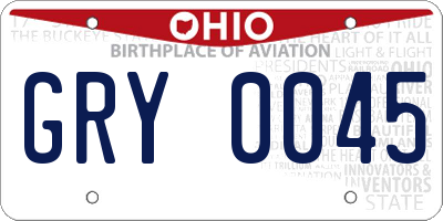 OH license plate GRY0045