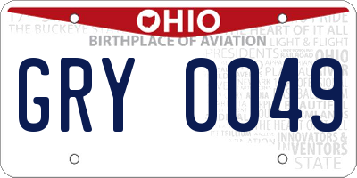 OH license plate GRY0049