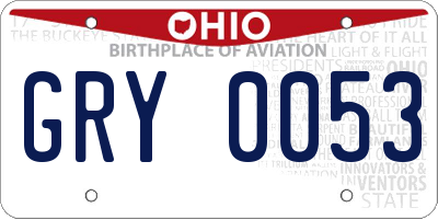 OH license plate GRY0053
