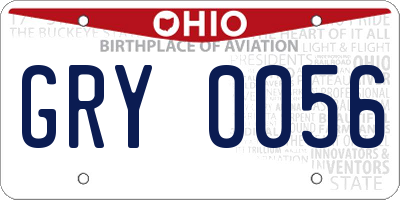 OH license plate GRY0056