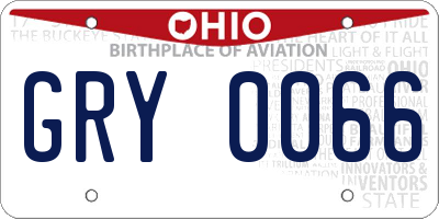 OH license plate GRY0066