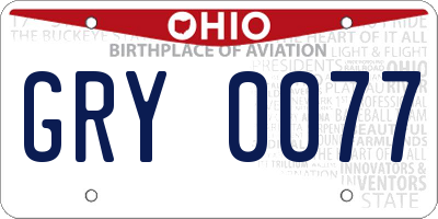 OH license plate GRY0077