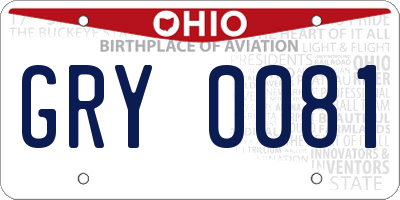 OH license plate GRY0081