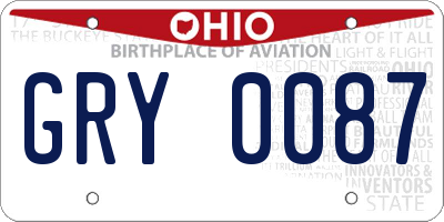 OH license plate GRY0087