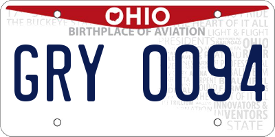 OH license plate GRY0094