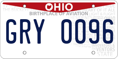 OH license plate GRY0096