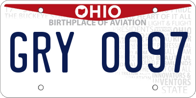 OH license plate GRY0097