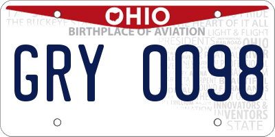 OH license plate GRY0098