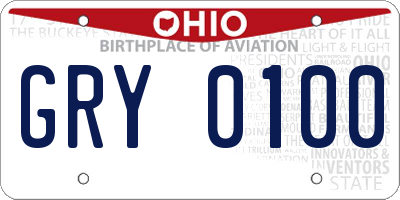 OH license plate GRY0100