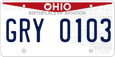 OH license plate GRY0103