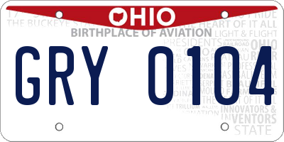 OH license plate GRY0104