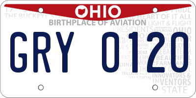 OH license plate GRY0120