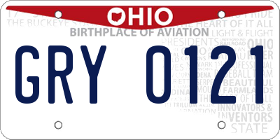 OH license plate GRY0121