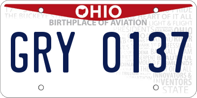 OH license plate GRY0137