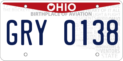 OH license plate GRY0138