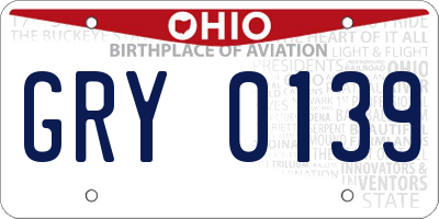OH license plate GRY0139