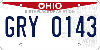 OH license plate GRY0143