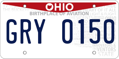 OH license plate GRY0150