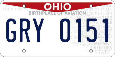 OH license plate GRY0151