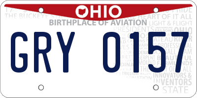 OH license plate GRY0157