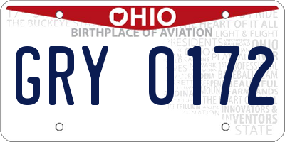 OH license plate GRY0172