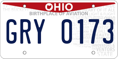 OH license plate GRY0173