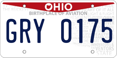 OH license plate GRY0175