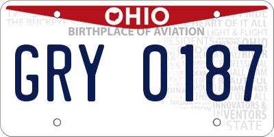 OH license plate GRY0187