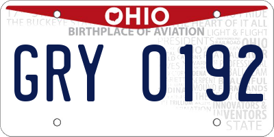 OH license plate GRY0192