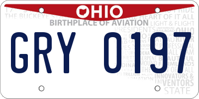 OH license plate GRY0197