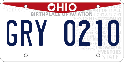 OH license plate GRY0210