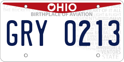 OH license plate GRY0213