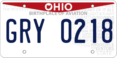 OH license plate GRY0218
