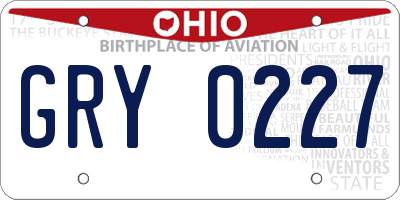 OH license plate GRY0227
