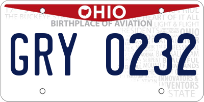 OH license plate GRY0232