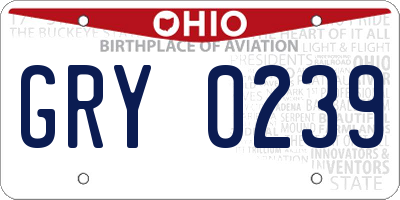 OH license plate GRY0239