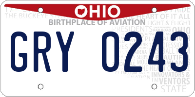 OH license plate GRY0243