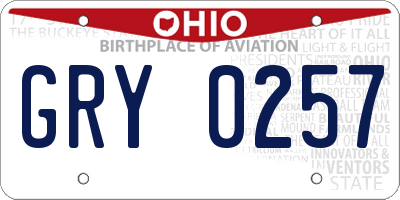 OH license plate GRY0257