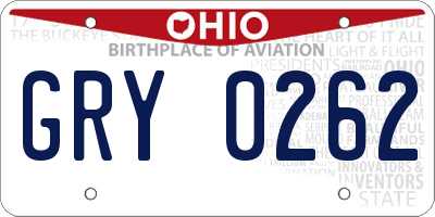 OH license plate GRY0262
