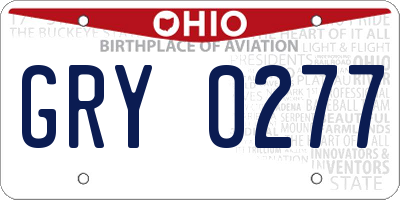 OH license plate GRY0277