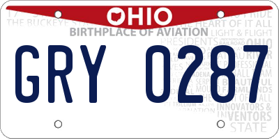 OH license plate GRY0287
