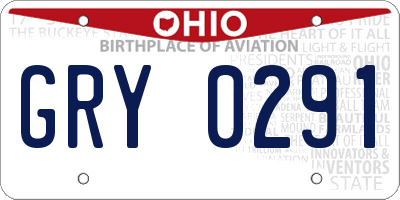 OH license plate GRY0291