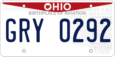 OH license plate GRY0292