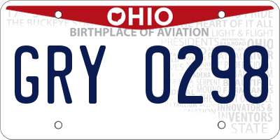 OH license plate GRY0298
