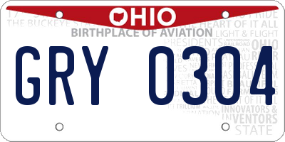 OH license plate GRY0304