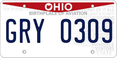 OH license plate GRY0309